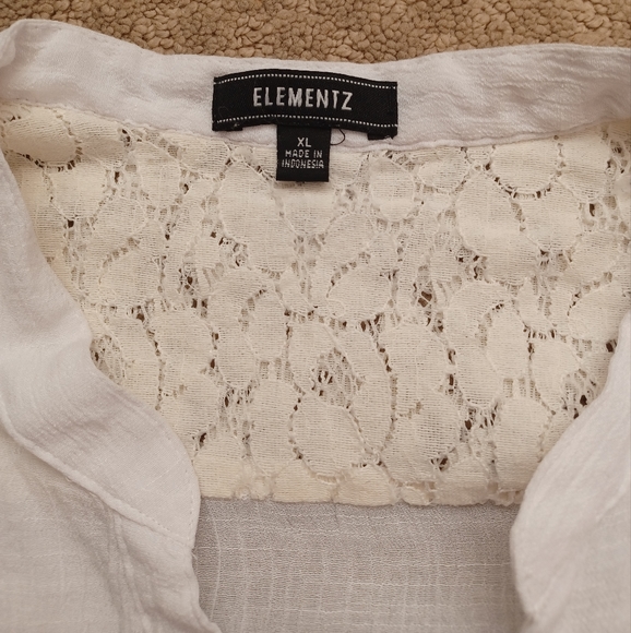 Women's Elementz Button-down Blouse - White (XL) - Picture 5 of 7